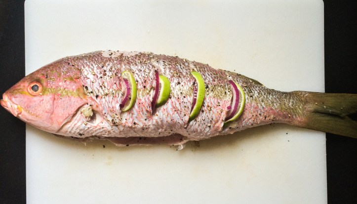 Sliced, stuffed and ready for the pan.