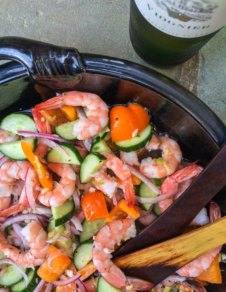 Poached Shrimp with Coconut Water + Lime